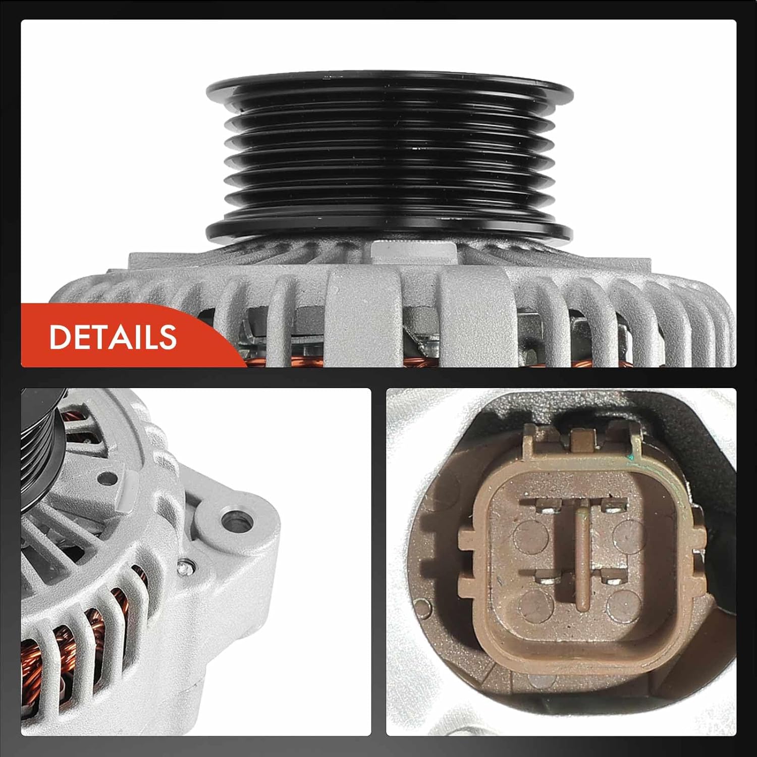 A-Premium Alternator Compatible with Honda Odyssey 1999 2000 2001 3.5L, 12V 130A 6-Groove Pulley Clockwise, Replace# 31100P8FA02, 31100P8FA02RM