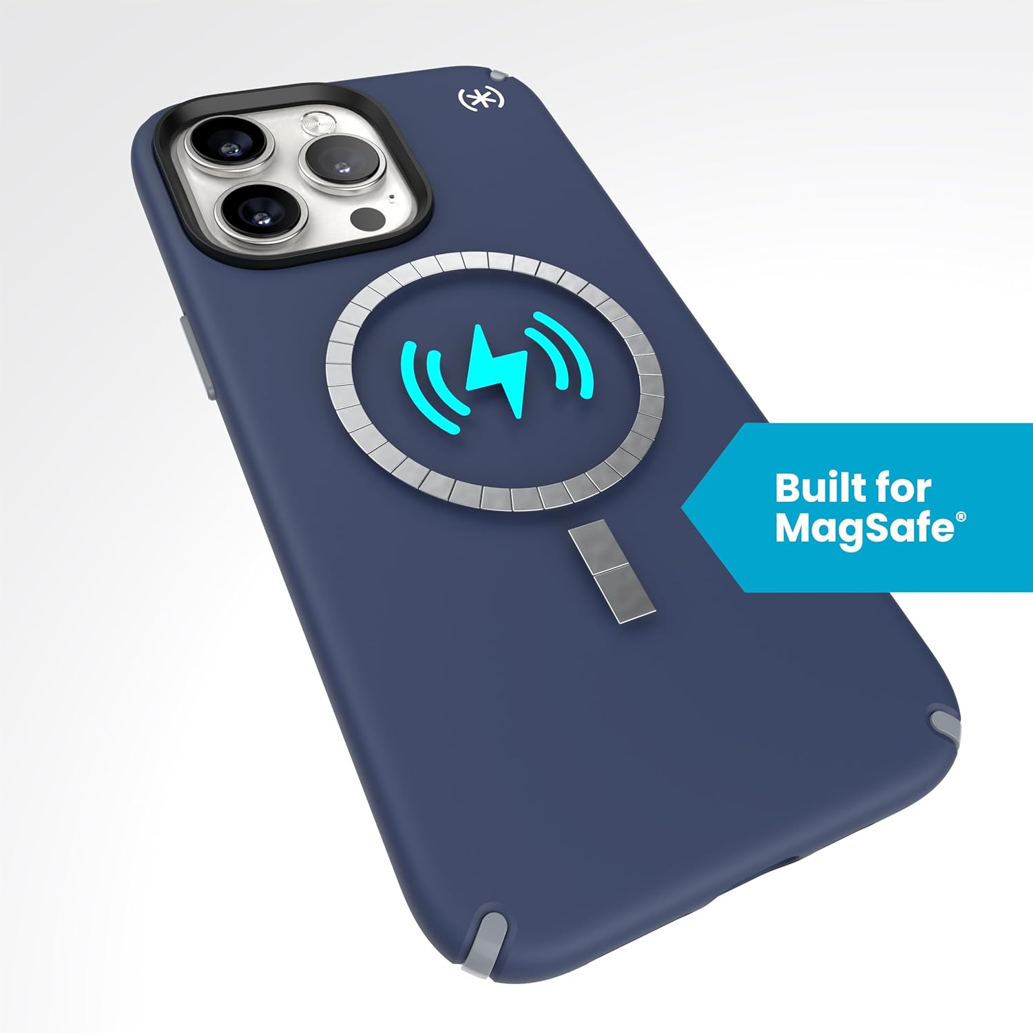 Speck iPhone 15 Pro Max Case - Built for MagSafe, Drop Protection - Scratch Resistant, Soft Touch, 6.7 Inch Phone Case - Presidio2 Pro Coastal Blue/Dust Grey/White