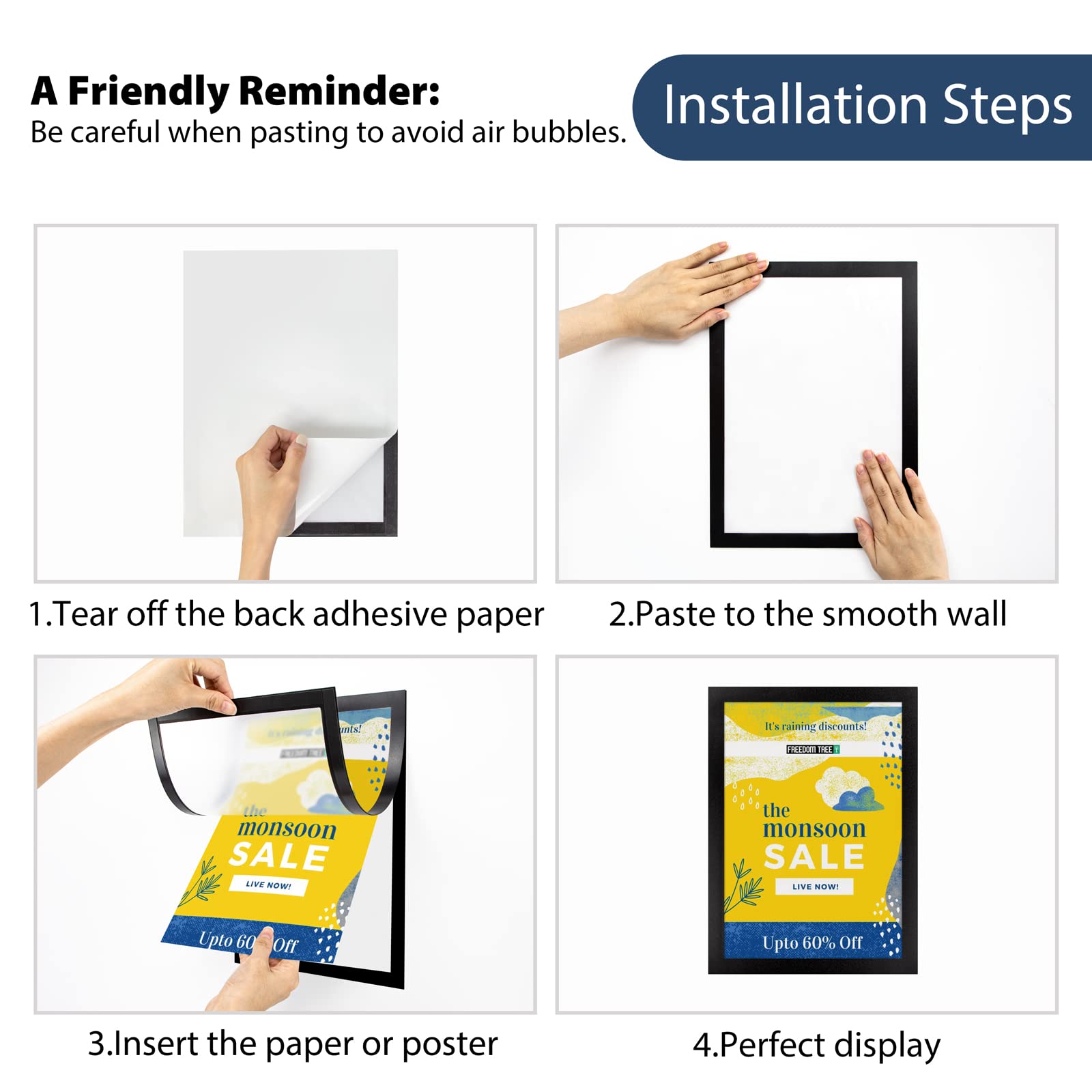 5 Supporti Magnetici VAIIGO A4 | Per Poster E Documenti | Con Nastri Adesivi E Magnetici - Foto 3