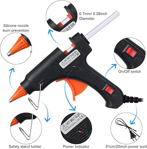 Miniatura 2 de Mini pistola de pegamento pequeña de fusión en caliente, pistola de pegamento caliente, pistola de pegamento de baja temperatura con protección