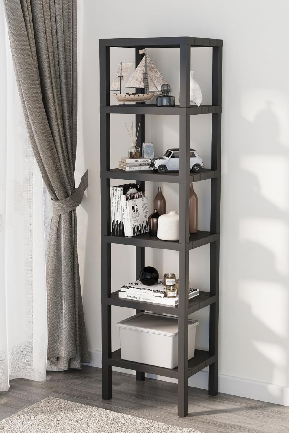 Mithra Life 6 Katlı Plastik Siyah Banyo Mutfak Rafı MIT1045