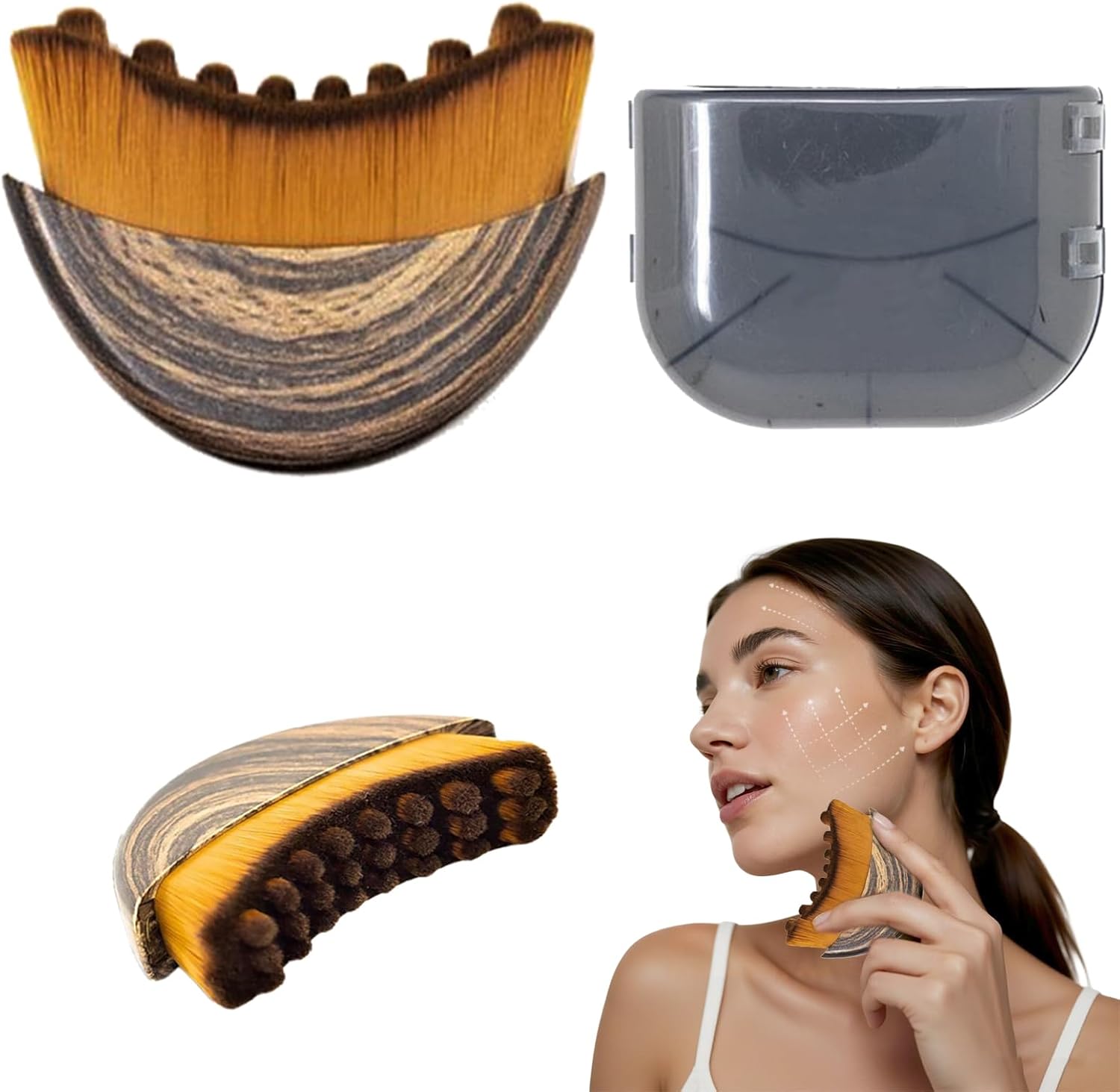 Lymphatic Contour Face Brush, Lymphatic Drainage Massager Face, Dry Brushing with Ergonomic Design to Relieve Fatigue for Daily Use, with Box