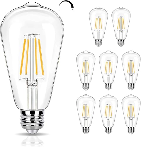 Miniatura 19 de Paquete de 16 Bombillas LED Edison Equivalente a 40W, Bombilla de Filamento LED Regulable de 4W, Bombilla de Luz ST19 5000K Luz de Día, 450LM E26