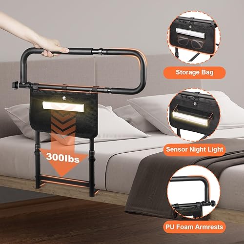 Miniatura 7 de Las mujeres embarazadas ancianas doblan pasamanos de cabecera alargados Auxiliar Barandilla de asistencia sentada Soporte Varilla adecuada para