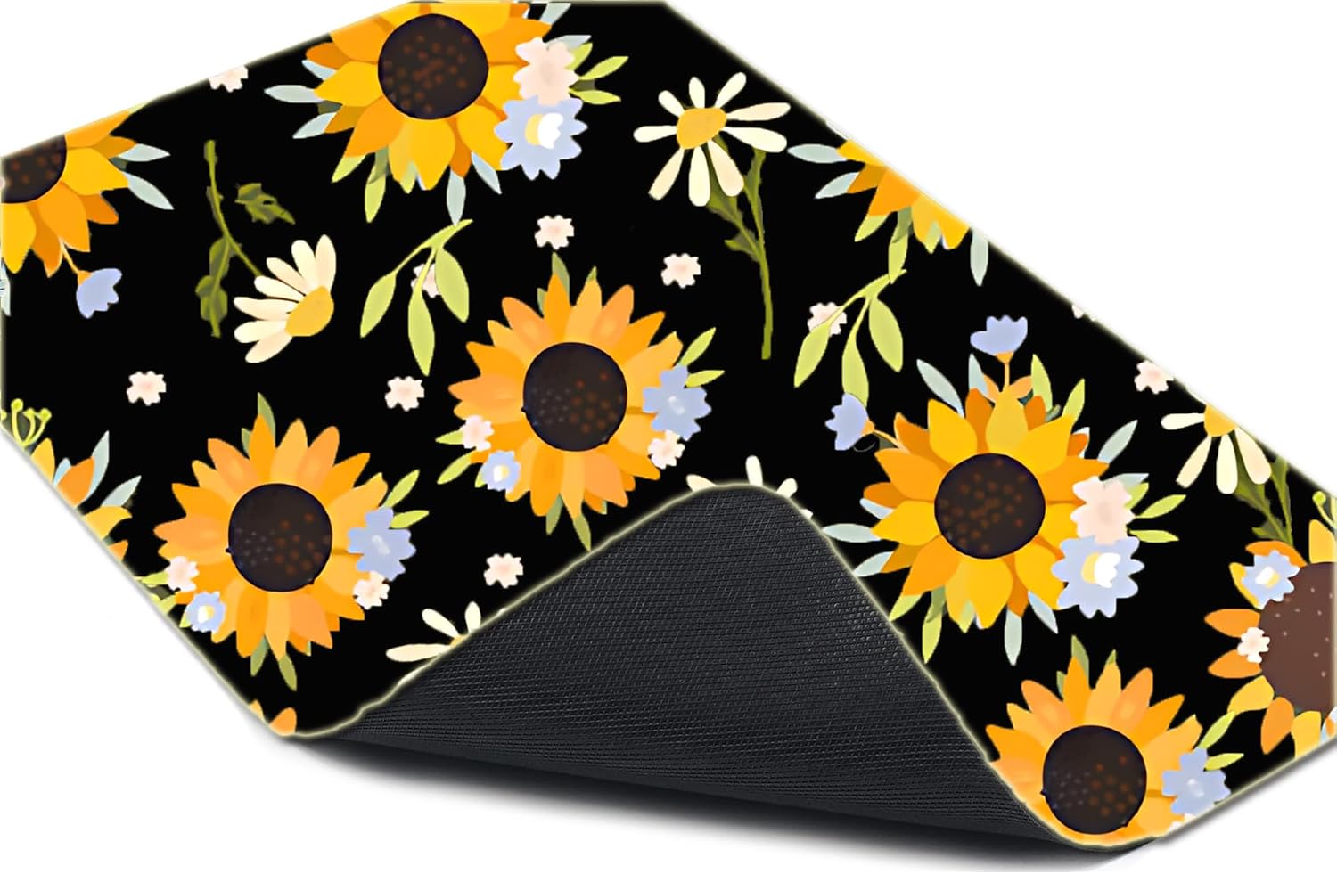 Dish Drying Mat Multi-Purpose Sunflower Kitchen decor Eacy To Clean drying mat Absorption kitchen Accessories decor for bathroom,home,laundry room,living room (Black sunflower) (17“*31.5”)