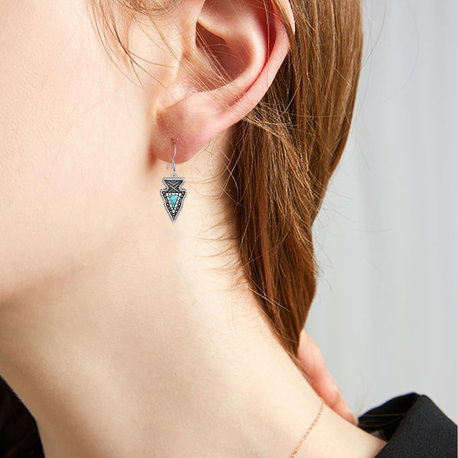 Western Turquoise Earrings for Women 925 Sterling Silver Native American Arrowhead Earrings Bohemian Turquoise Jewelry Gifts for Women - Image 6