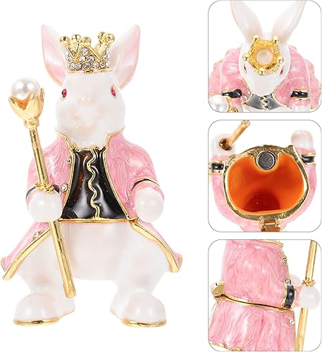 Miniatura 3 de Yardwe Caja de joyería de aleación de zinc pintada a mano, caja de joyería de aleación de zinc, caja de almacenamiento creativa para aretes,