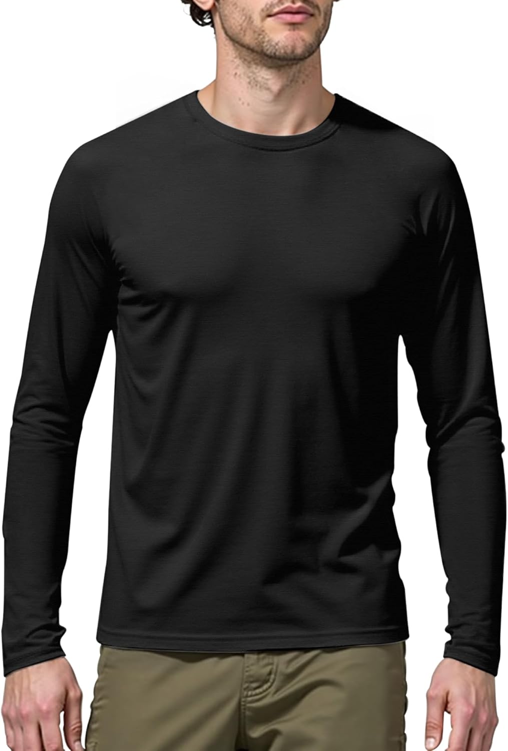 Men’s Bamboo Viscose Running Long Sleeve Shirts Moisture Wicking Quick Dry Breathable Lightweight Athletic Workout Gym
