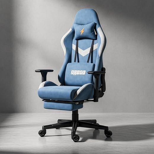 BAYBEE Drogo Evolved Ergonomic Gaming Chair with Footrest,Breathable Fabric,Adjustable Seat&amp;3D Armrest|Head&amp;Massager Lumba...