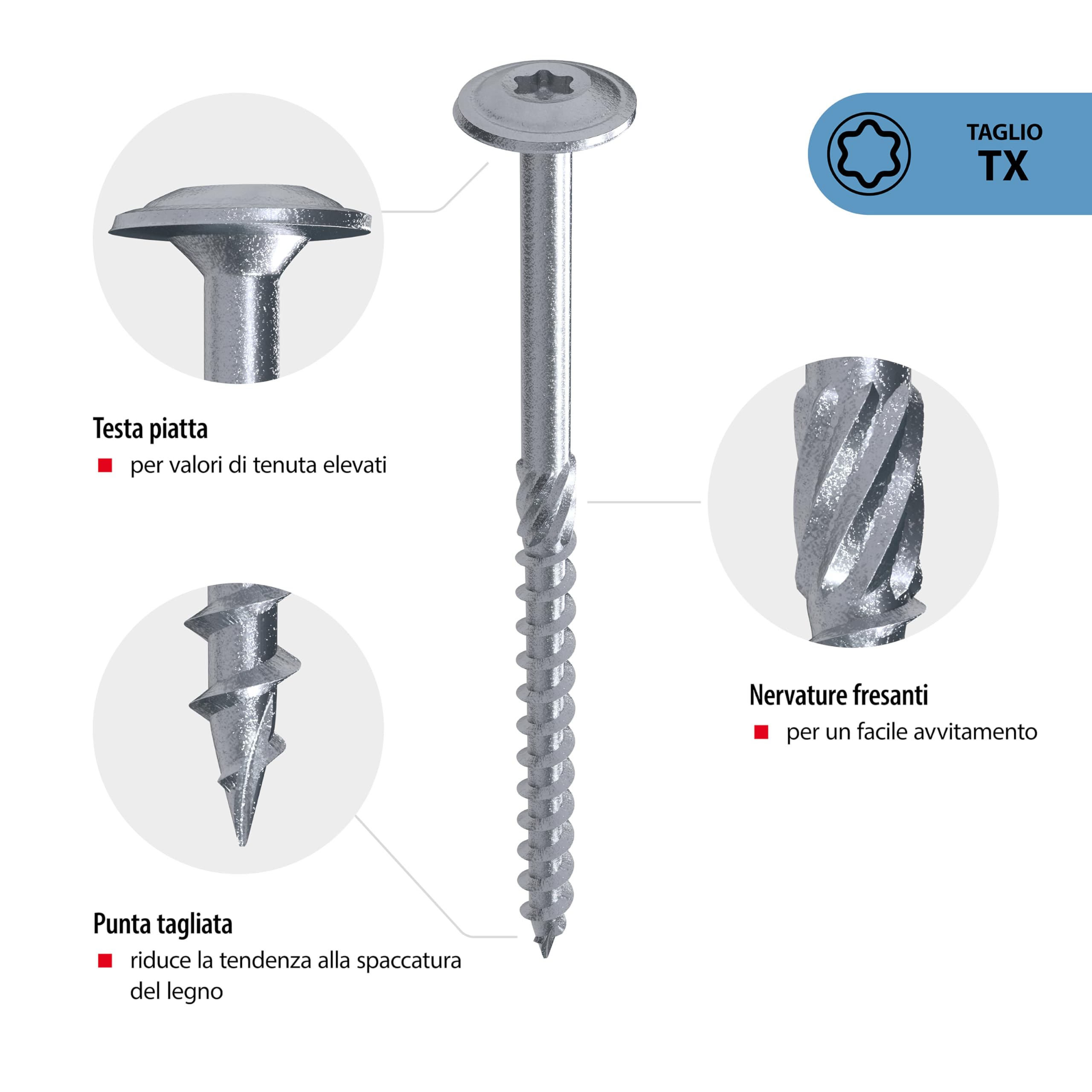 Viti Per Legno Torx Klimas - Testa Piatta 6x160 Mm, 100 Pezzi, Per Tetti E Costruzioni - Foto 9
