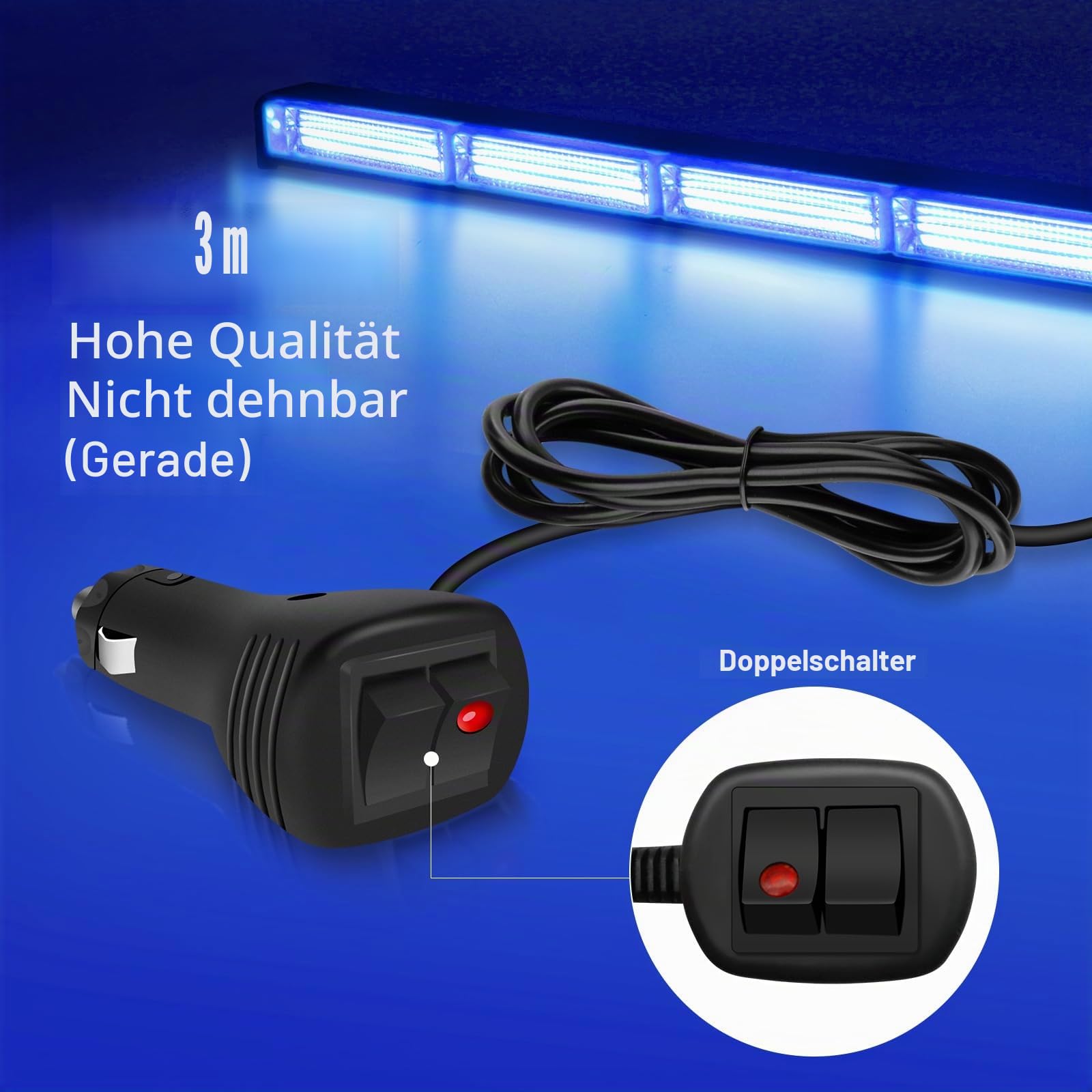 58 cm LED Rundumkennleuchte 80W Blau Rundumleuchte für Auto Anhänger Wohnwagen SUV -17 Blinkende Stroboskop-Modi…