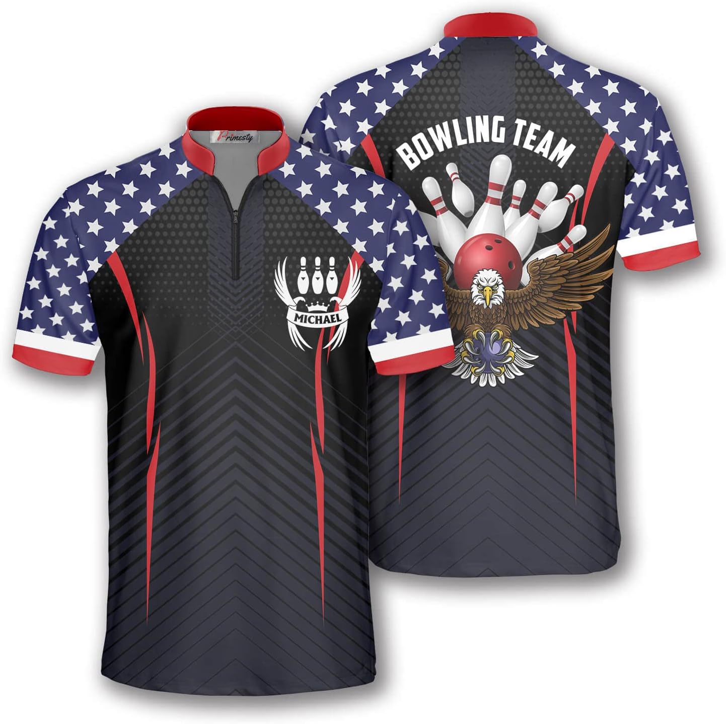 PRIMESTY Custom Men's Bowling Sublimation Printed Jerseys, Lightweight & Quick-Dry Material, Size S-5XL