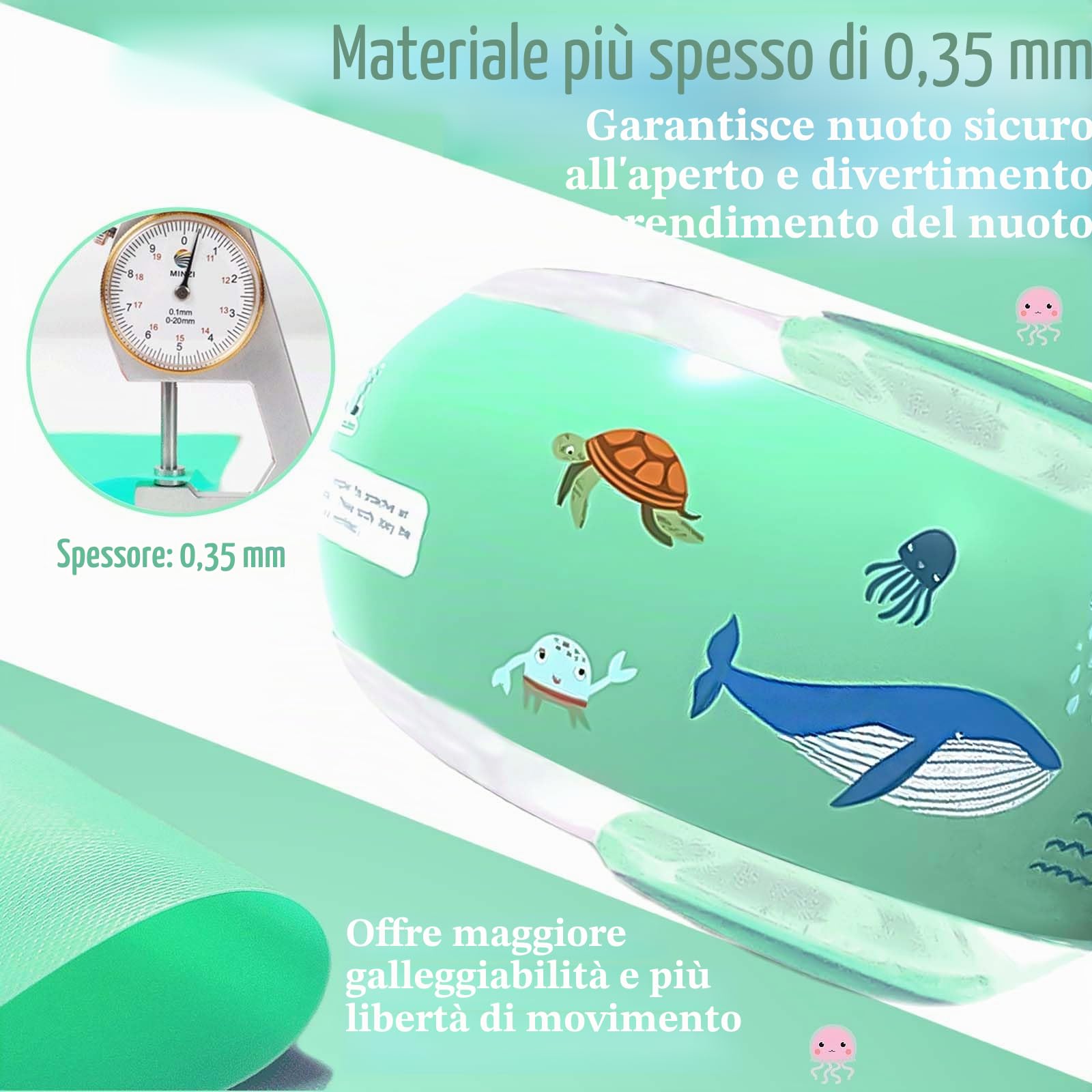 Braccioli Gonfiabili Bambini 1–6 Anni – Sicuri e Confortevoli – 3 Camere d’Aria Indipendenti – Braccioli Rotondi Bambino e Bambina per Piscina e Mare