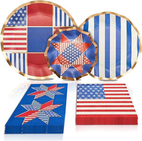 Sophistiplate Juego de mesa de papel, elegantes platos de papel desechables, juego de 64 piezas, 8 platos de cena, 8 platos de ensalada, 8 platos de