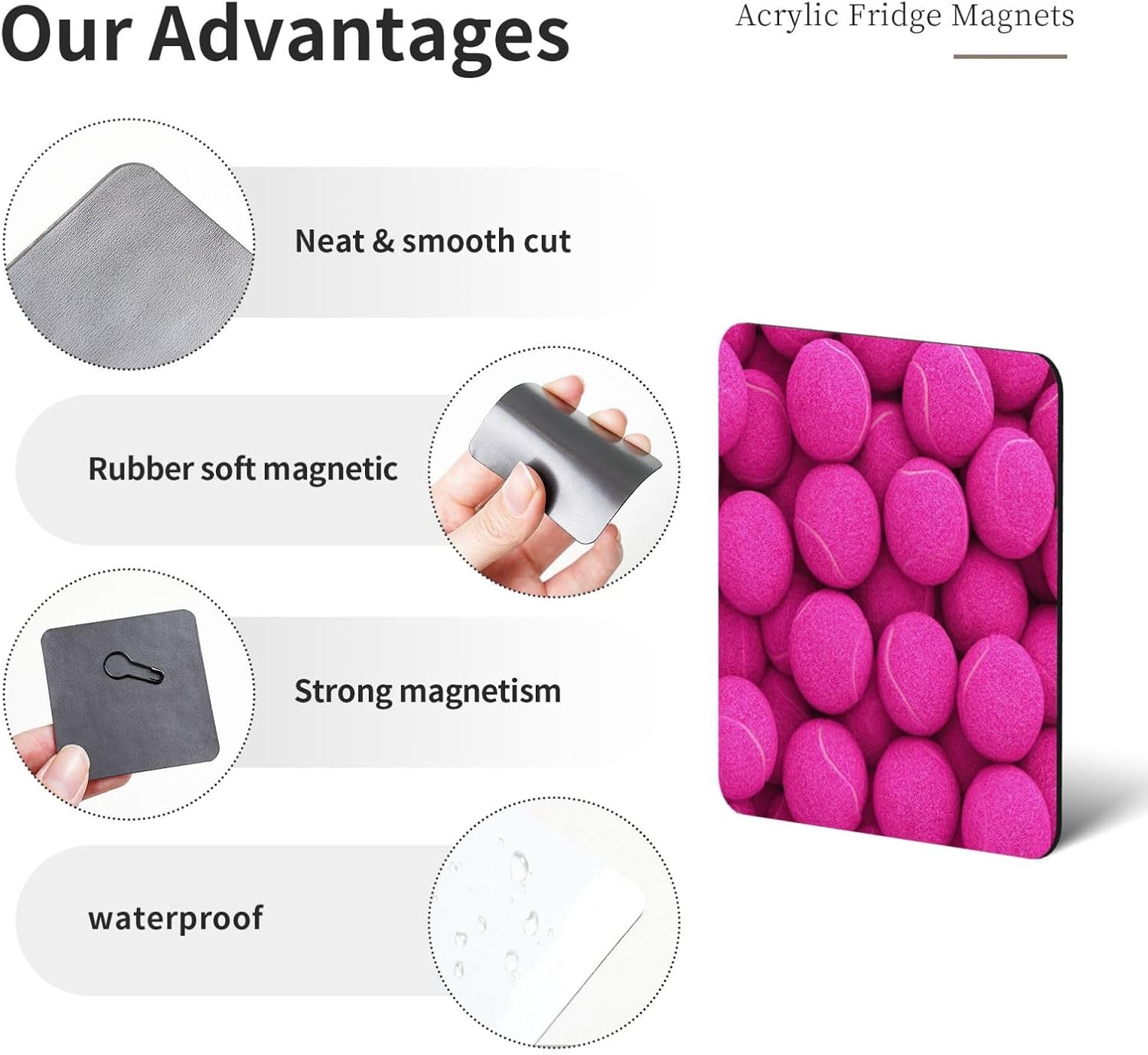 Fridge Magnets Waterproof Heavy Duty Small Magnets for Fridge Bright Pink Tennis Balls Refrigerator Magnets Mini Round Cute Decorative Magnets for Crafts Home Kitchen Office Whiteboard Decor image 2