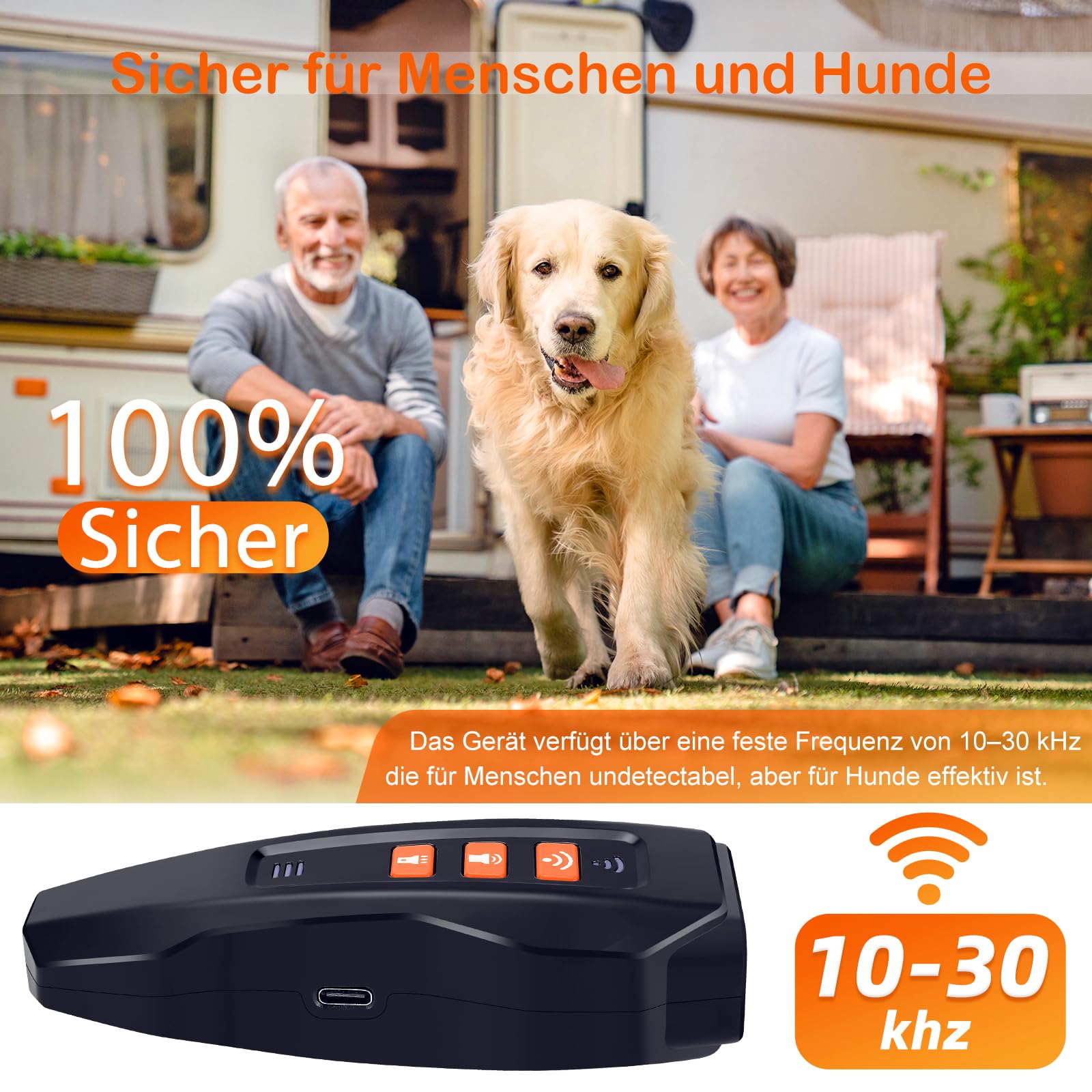 Antibell für Hunde - Ultraschall Hundegebell Stopper mit 3 Einstellbaren Frequenzen Anti Bell Gerät Hunde 30 Fuß Reichweite Anti Bellen Funktion für Innen & Außengebrauch