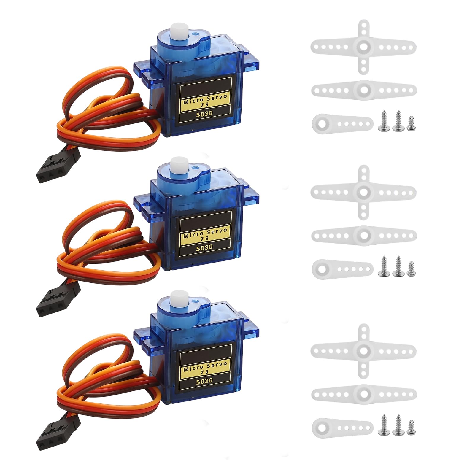Paquete de 3 microservomotores de 9G, servo SG90 para Arduino, miniservos para proyectos RC, Brazos robóticos, helicópteros, Barcos y vehículos, Control por Cable, ángulo de Control de 180°, Azul