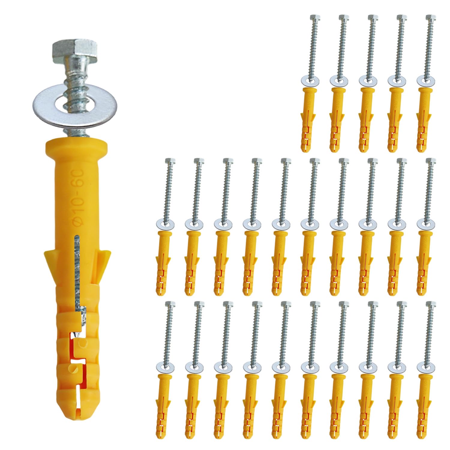 75Pcs Wall Plugs and Screws Set,Heavy Duty Plasterboard Anchor Bolts
