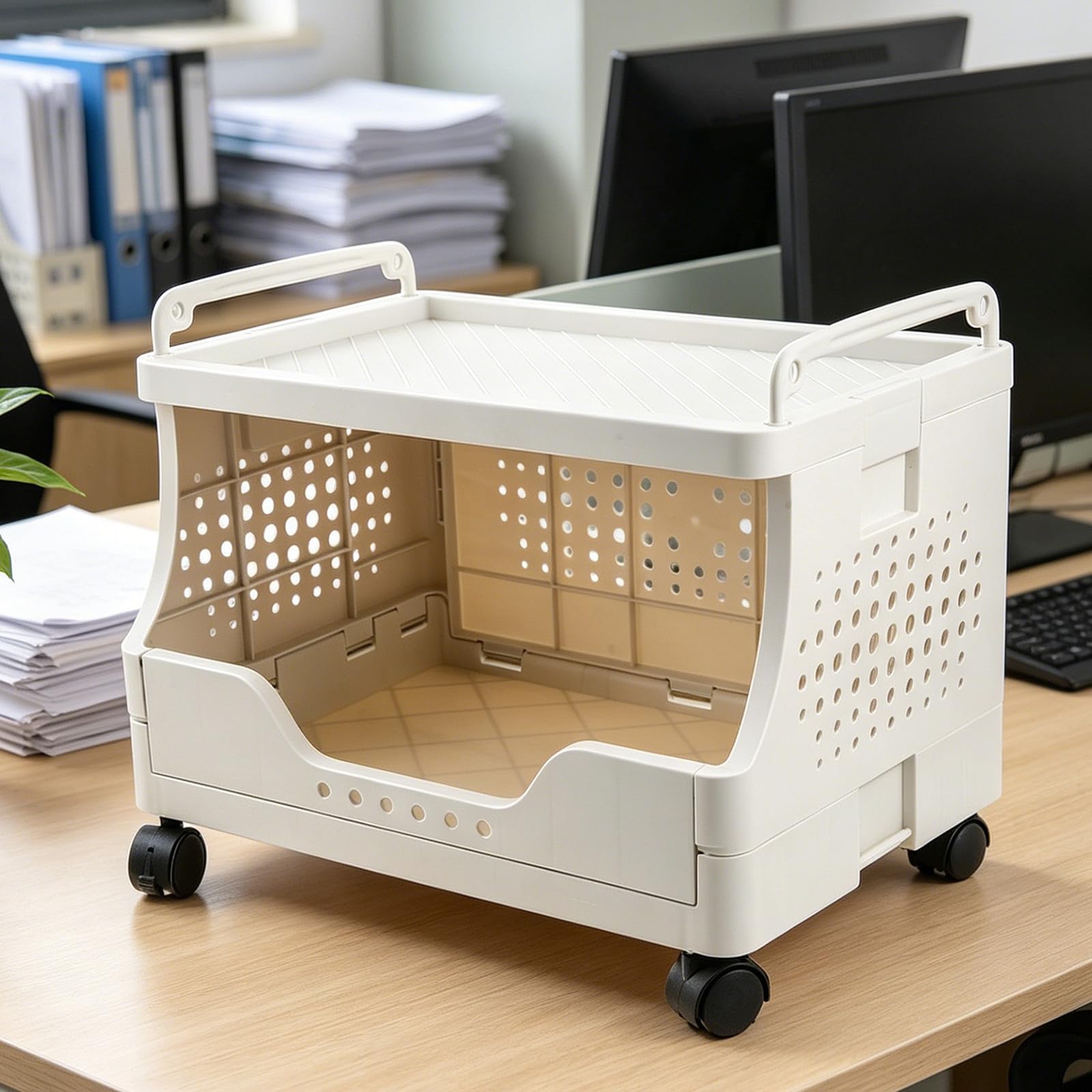 Untertisch Druckerwagen mit Rollen, 2-stöckig, Kunststoff, Homeoffice