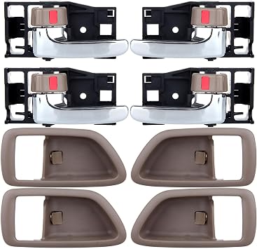 LUJUNTEC Interior Door Handles,Front Rear Door Handles Driver Left Passenger Right Side,Replacement for 2000-2004 for Toyota for Avalon,8pcs Chrome Beige Handles Replace