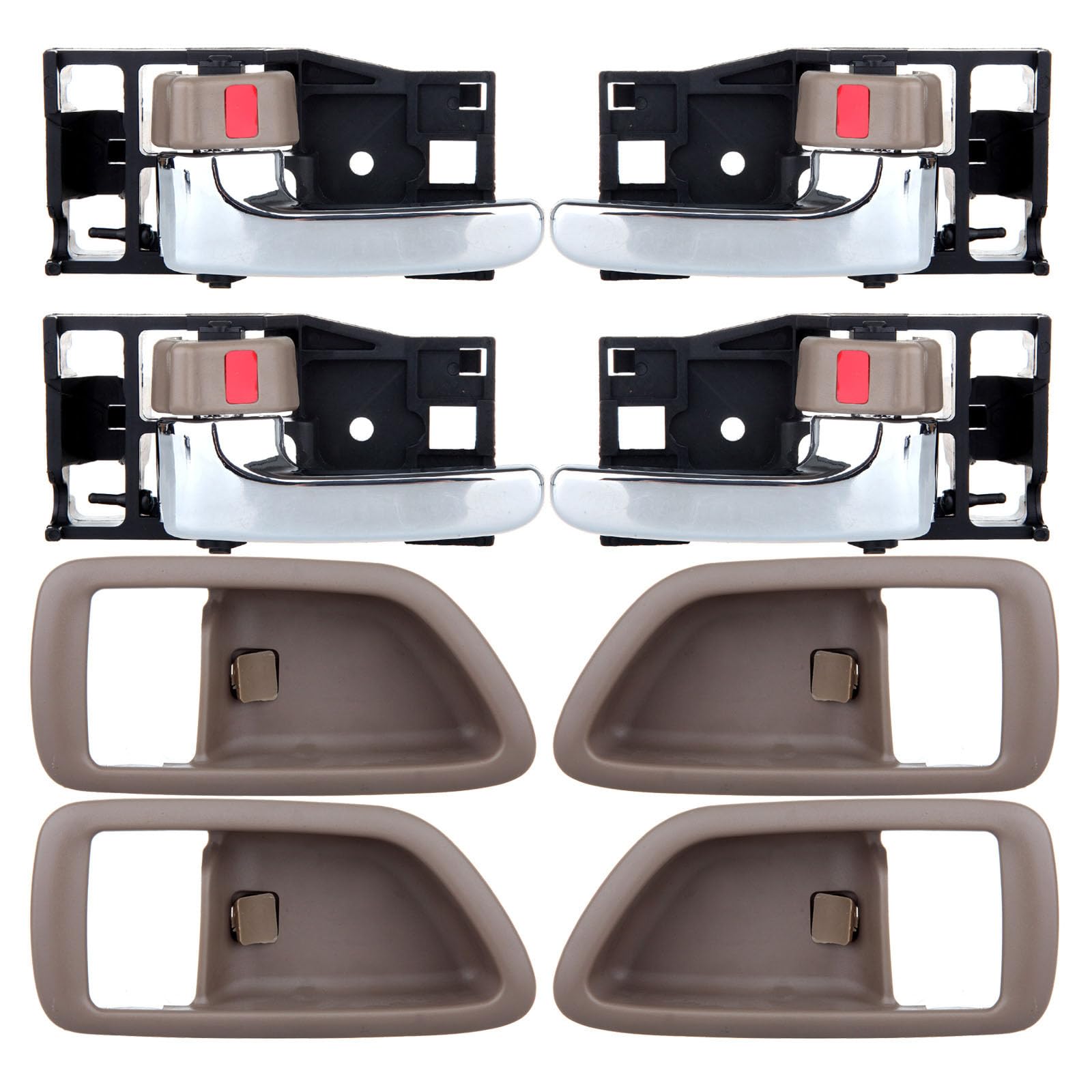 LUJUNTECInterior Door Handles,Front Rear Door Handles Driver Left Passenger Right Side,Replacement for 2000-2004 For Toyota for Avalon,8pcs Chrome Beige Handles Replace