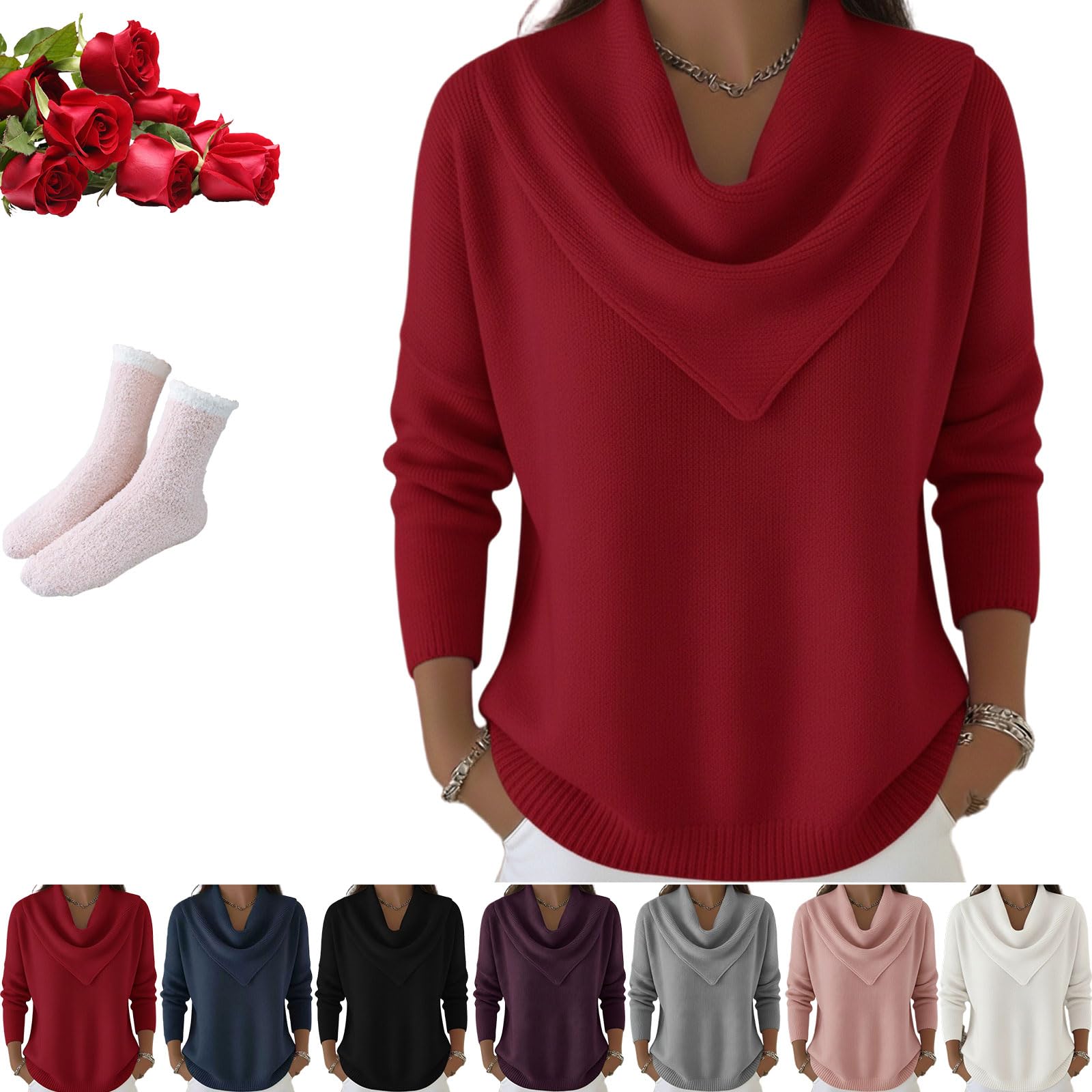 Elegant Retro Soft Triangle Neck Solid Color Sweater Top Women Vintage Style Knit Pullover for Autumn and Winter