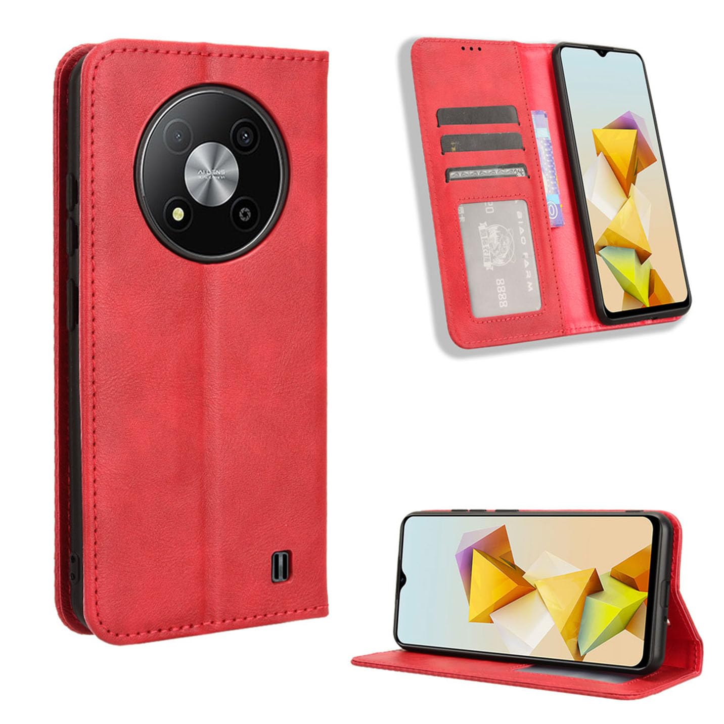 Fertuo Cover per ZTE Blade A54, Custodia Portafoglio Cover a Libro in Pelle Flip Case con Silicone Bumper, Fibbia Magnetica, Porta Carte, Kickstand, per ZTE Blade A54, Verde