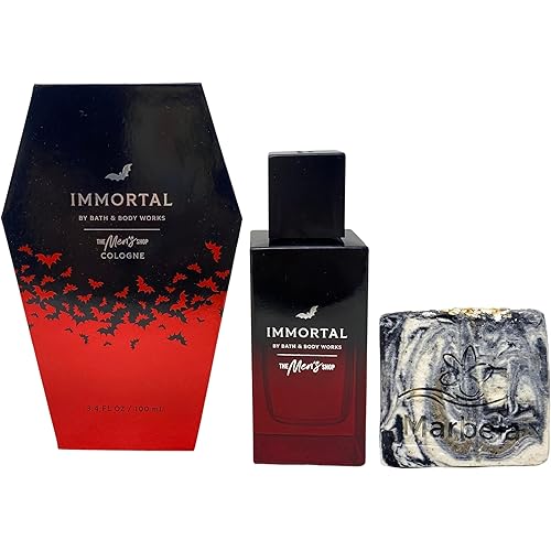 Bath & Body Works The Men's Shop Immortal Cologne 3.4 fl oz / 100 ml with a Charcoal Scrub Bar Soap.