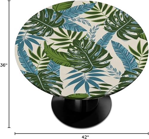 Vista 295 de Pardick Mantel redondo ajustable con diseño de flores de arte en acuarela con mantel elástico, mantel elástico redondo, impermeable, lavable, se