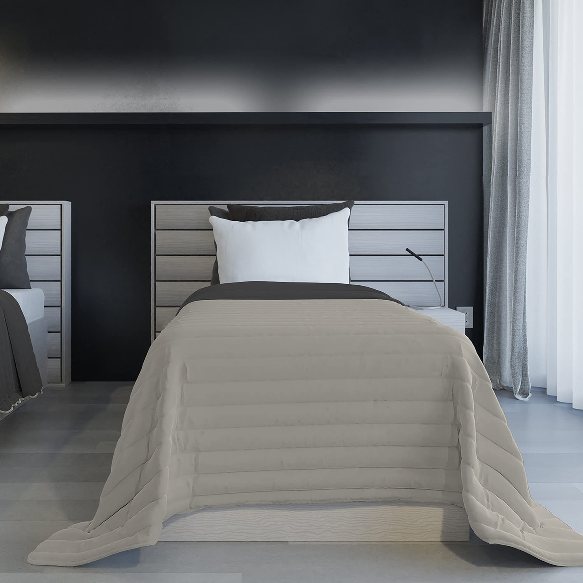 Italian Bed Linen Estivo Ehebett – Mikrofaser, 260x270 Cm, Grau, Ultraweich & Atmungsaktiv