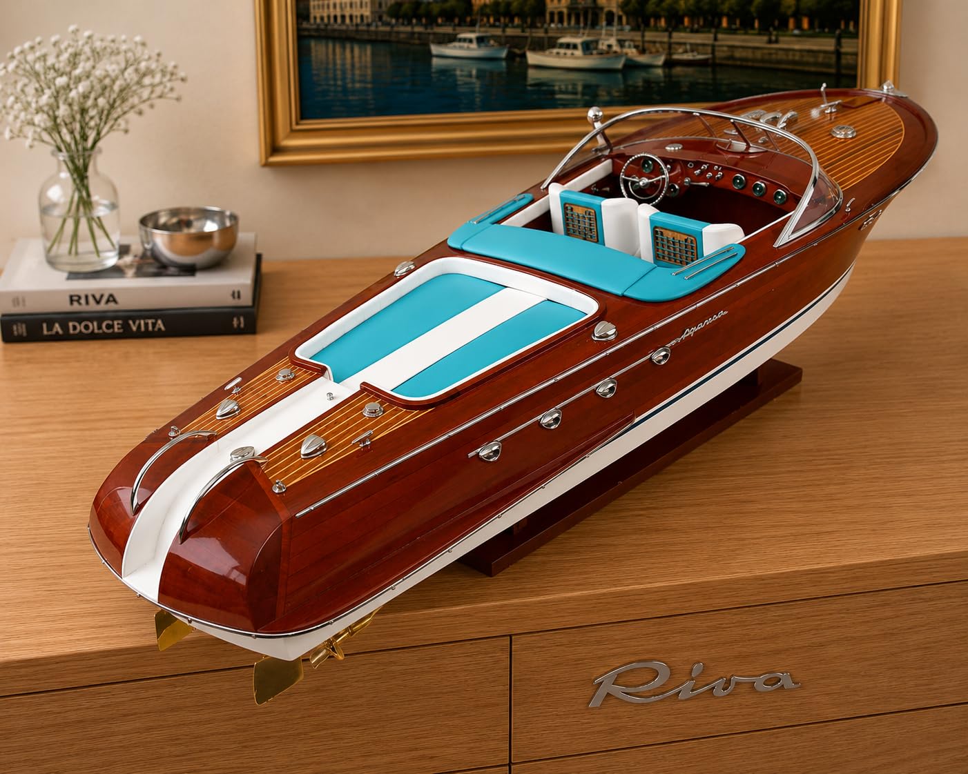Générique maquette bateau riva aquarama 55 cm bois modelisme