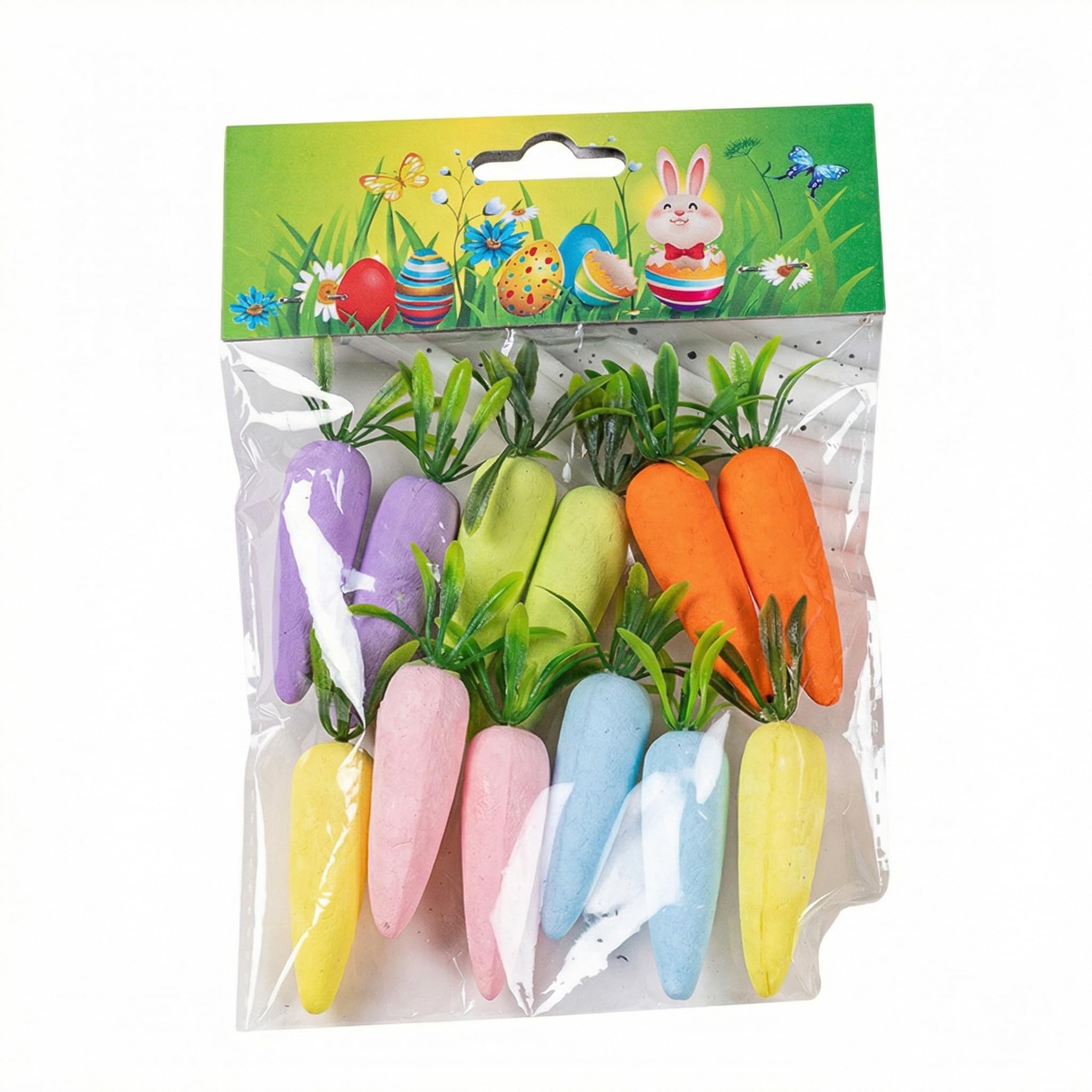 12 pièces Mini Carottes en Plastique, Décoration de Carotte en Mousse, Décorations de Carottes, Simulation de Carottes, Décorations de Pâques (Couleur Macron)