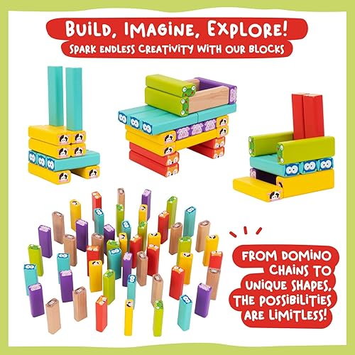 Miniatura 5 de Nene Toys Juego de torre de madera con animales y colores, juego de mesa educativo 4 en 1 para niños de 3 a 9 años, refuerzo de creatividad y