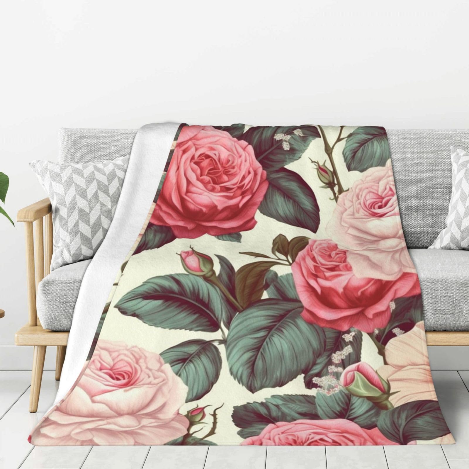Couverture polaire douce à fleurs roses pour des nuits sereines