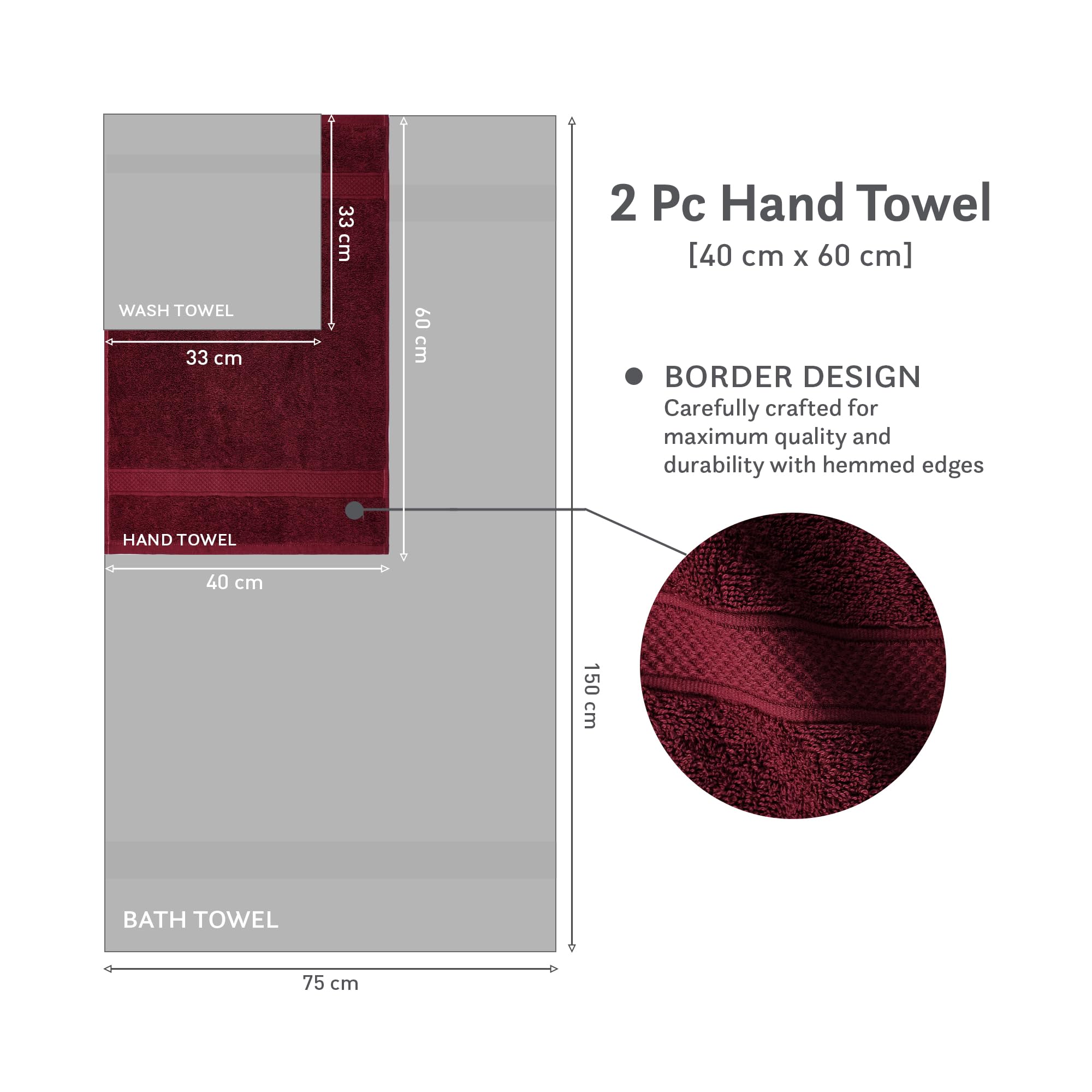 MYTRIDENT Wine Red Hand Towels - Luxurious Cotton -8 MYTRIDENT Wine Red Hand Towels - Luxurious Cotton -8
