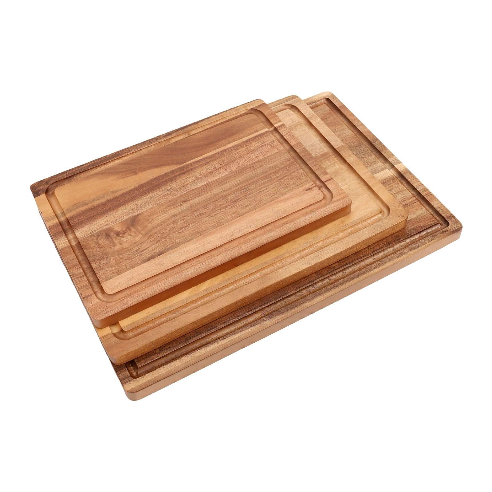GOWENIC Juego de 3 Tablas de Cortar de Madera Maciza con Soporte de Madera, Tablas de Cortar Embutidos para Cocina, de Servir de de Primera Calidad con Patrones Llamativos, Regalo Ideal para