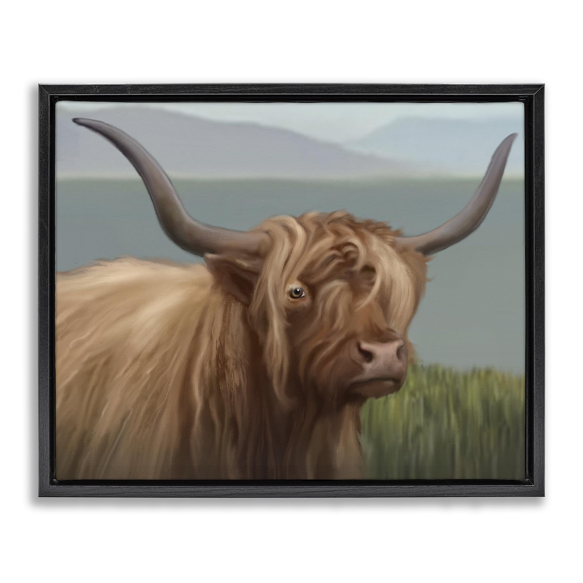 'Scottish Highland Cattle Landscape'| Floating Frame Canvas Art