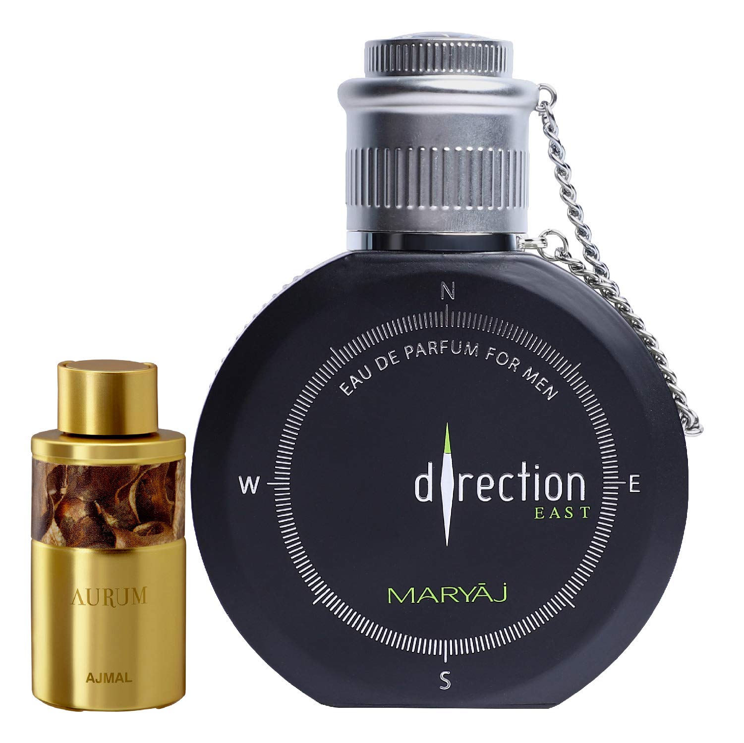Ajmal Aurum Concentrated Perfume Oil Fruity Floral Alcohol-free Attar 10ml for Women and Maryaj Direction East Eau De Parfum Citrus Spicy Perfume 100ml for Men + 2 Parfum Testers FREE