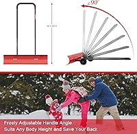Vista 5 de Pala de nieve de 38 pulgadas para calzada, Brewin SnowPro resistente bidireccional con ruedas y hoja angular para una eficiente remoción de nieve