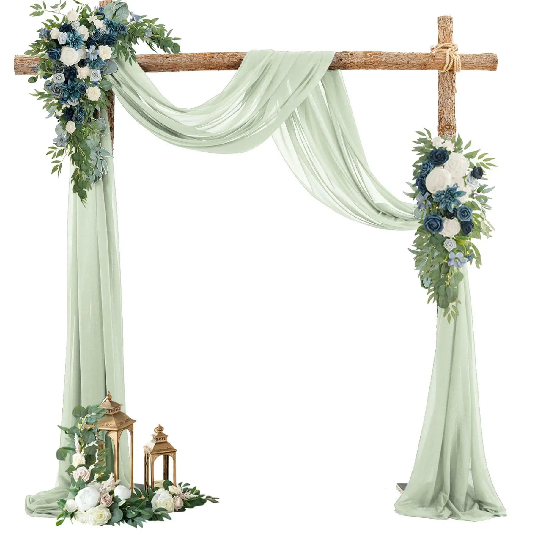 Hochzeitsbogen-Drapierung, Chiffon-Stoff, Brautbogenvorhänge, 6 / 10 m, Chiffon-Stoff, Vorhänge für Hochzeitsbögen, Zeremonie, Empfang, Dekorationen, durchsichtige Stoffvorhänge für Party,