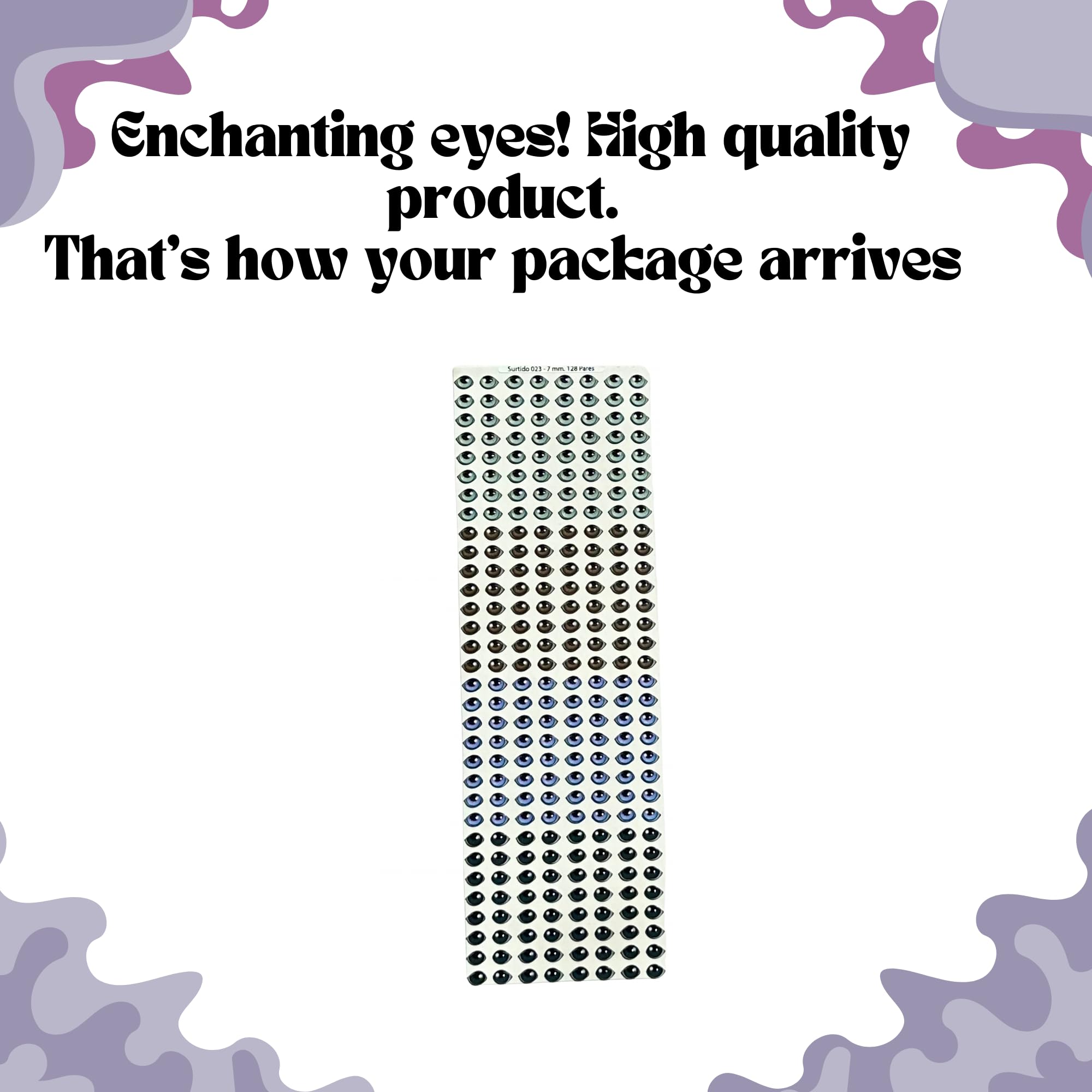 S23-7: Resin Googly & Wiggle Eyes (256 Pcs/128 Pairs) 7mm–Light Blue, Brown, Blue, Black–Self-Adhesive for DIY Crafts, Clay, Felt, EVA, Porcelain, Polymer Clay, Sculptures, Amigurumi & Scrapbooking