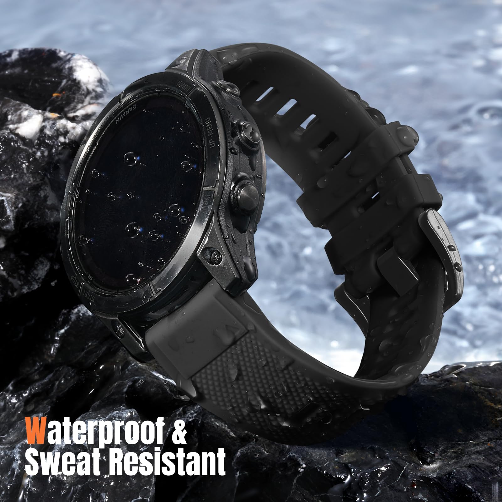 Laffav Pasek kompatybilny z Garmin Fenix 6X Pro – QuickFit 26 mm pasek do zegarka Fenix 6X, Fenix 7X Pro Fenix 7X Fenix 8, sportowy, silikonowy pasek zapasowy do Fenix 5X 3 Epix Pro Gen 2 51 mm