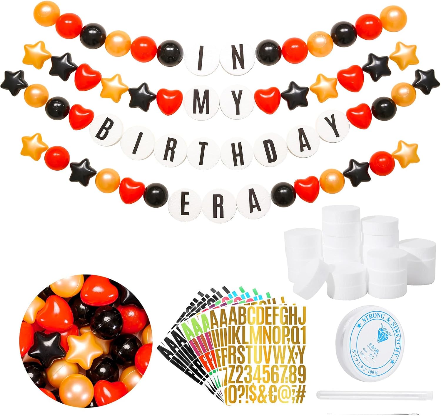 Cartoon DIY Giant Friendship Bracelet Birthday Banner 150 Balls