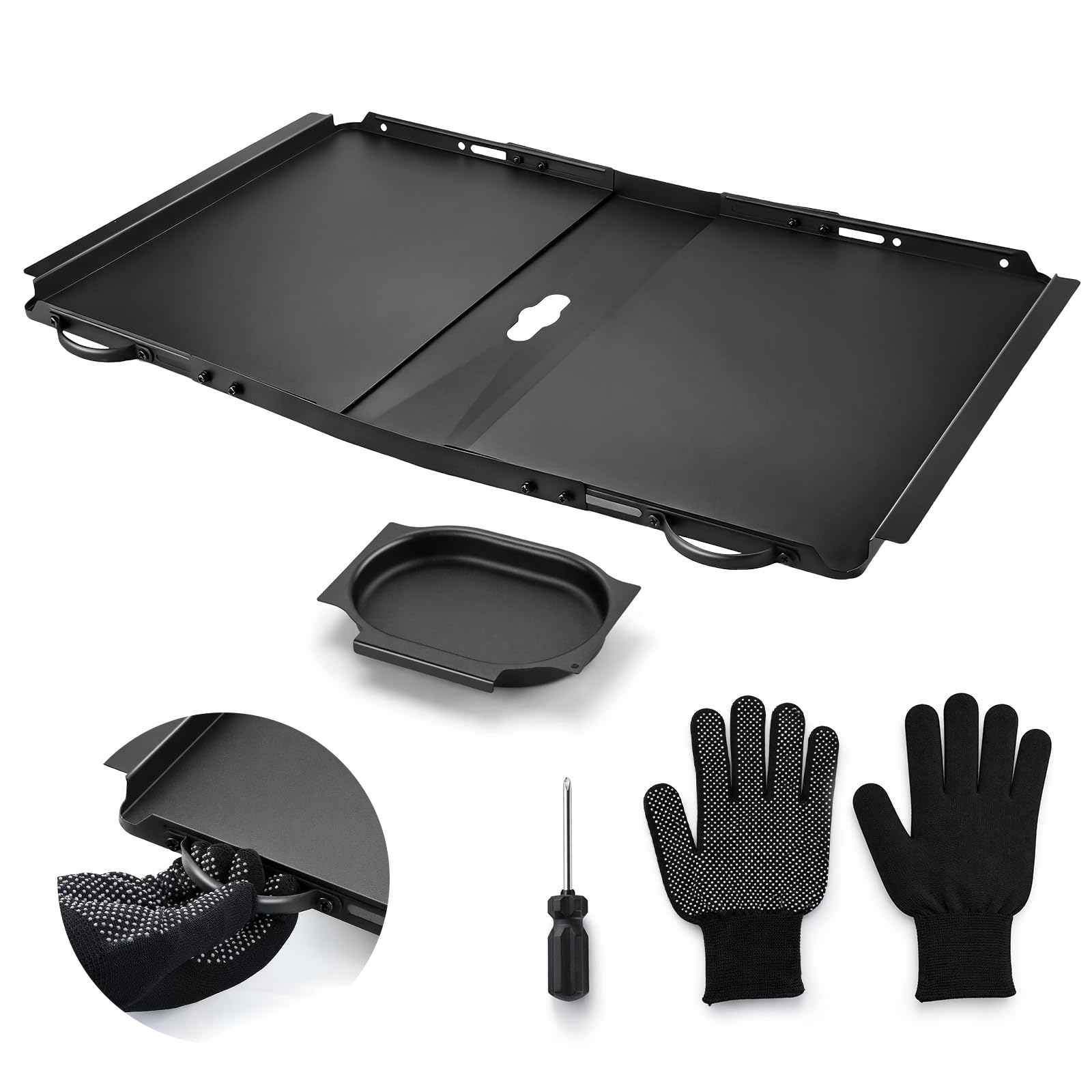 Bac récupérateur de graisse de rechange pour barbecue à gaz, bac à graisse universel de 61 à 76 cm de long, pour brûleurs 3/4/5, bac d'égouttement réglable, en métal noir inoxydable, facile à