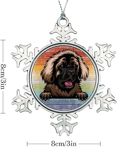 Miniatura 11 de Presa Canario Tree Decoration Ornament - Christmas Snowflake Ornament - Dog Lover Mom Gift Peeking Dog Snowflake Metal Ornaments for Xmas Tree LGBTQ