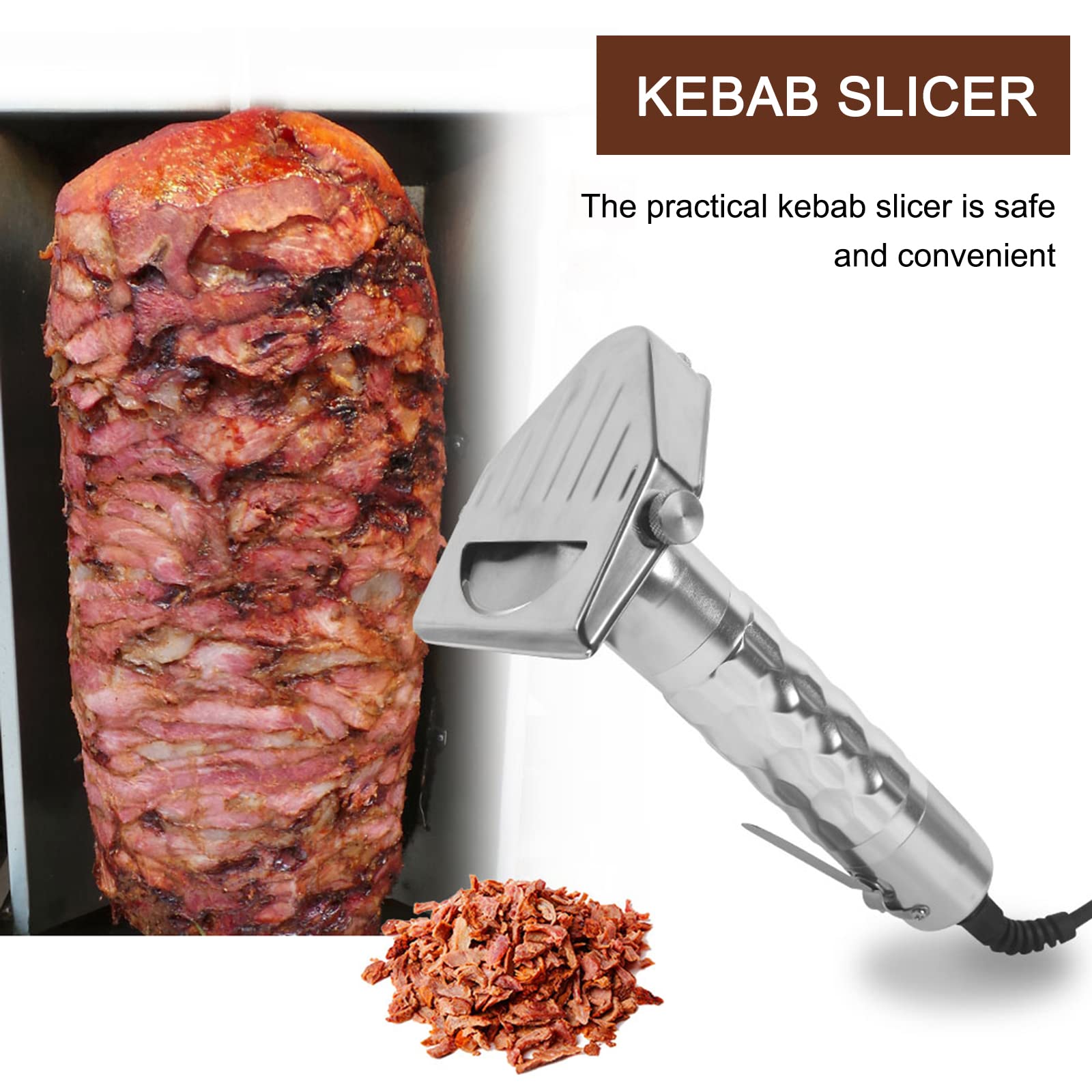 HMWOKPOT 80W Commercial Shawarma Kebab Slicer Electric Handheld Shawarma Slicing Machine Professional Electric Gyro Cutter with Holder,220v