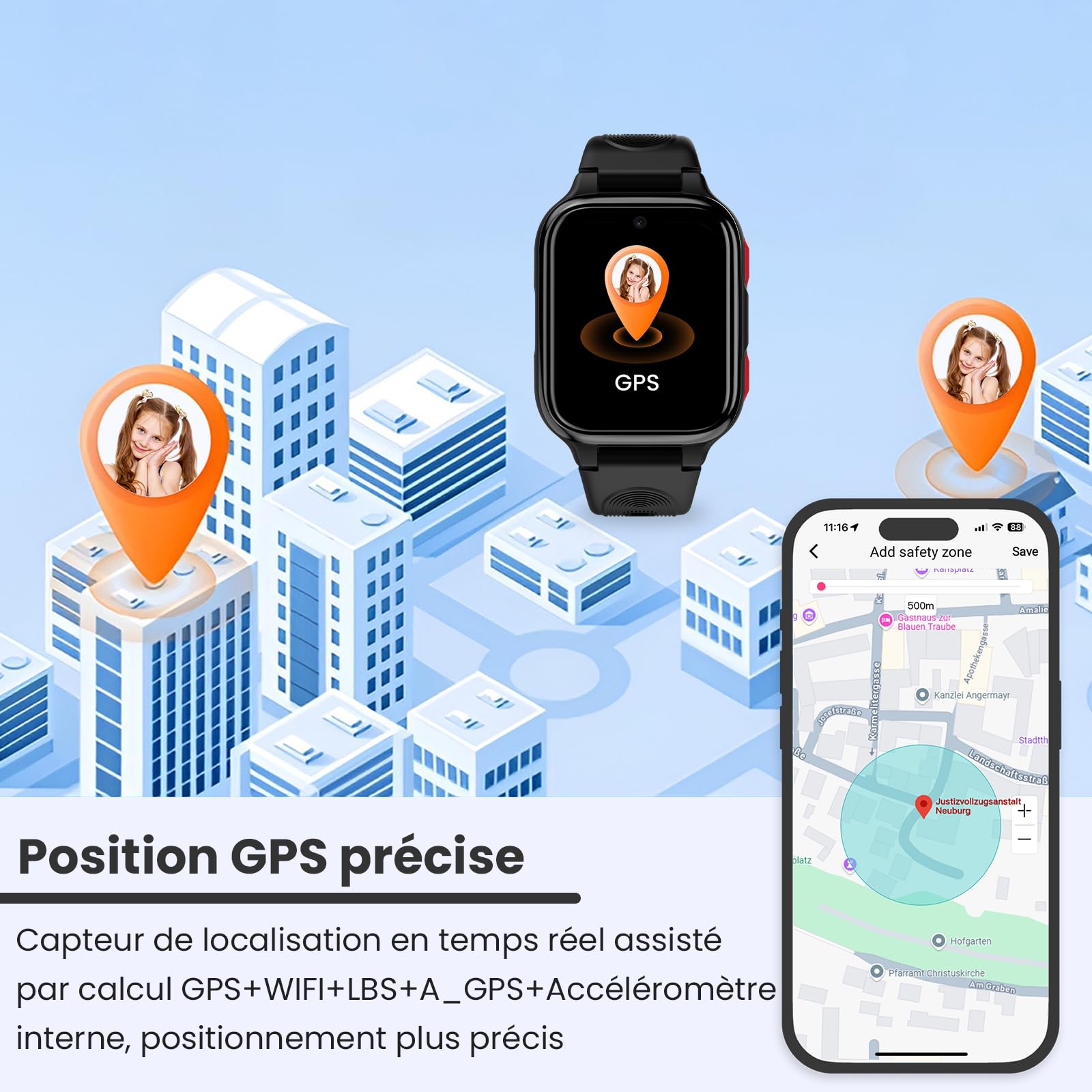 K9 Kid Smartwatch AI avec GPS et téléphone, 1.78'' AMOLED 4G pour Enfants avec Appel vidéo, réveil, Mode école, IP68 étanche Smartwatch pour Enfants pour Adolescents à partir de 6 Ans