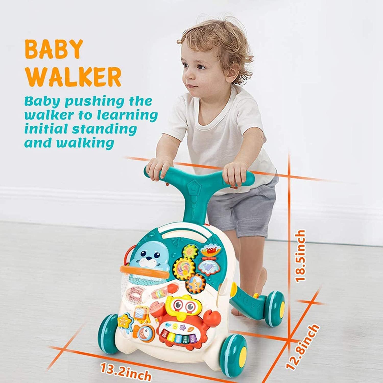 Glaceon Learning Walker - Push Walker 2 in 1 - Baby Push Learning Walker for Kids, Learning Toys for Babies and Girls,Music and Games, Adjustable Height, Removable Baby Walker for 9-36 Months 4