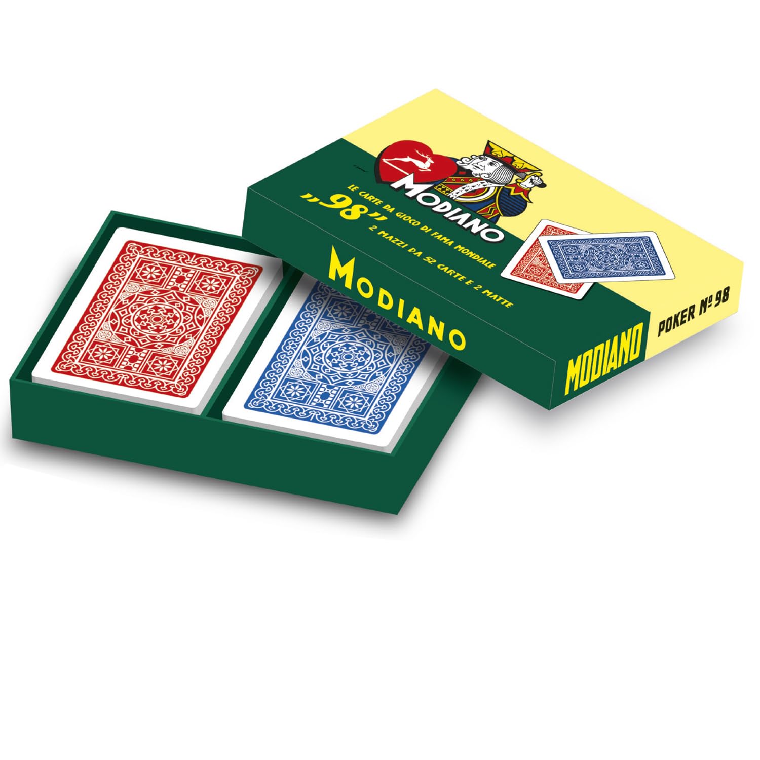Modiano Ramino 98 Box – Carte da Ramino e Poker in cartoncino duplex 350 g/mq – Ideali per Canasta Burraco Scala 40 Macchiavelli – 100% Made in Italy