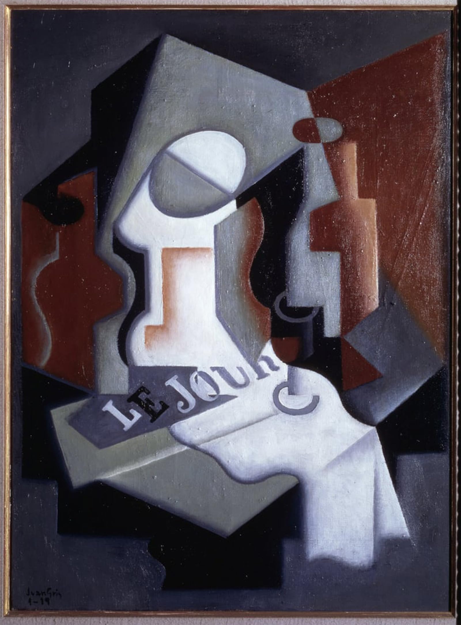 SERENDIPITP Vintage Wall Art Canvas Nordic Poster Canvas Print Picture Still Life with Bottle and Fruit Bowl Oil on Canvas by Juan Gris Wall Art Poster for Home Decor 60x90cm